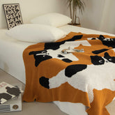 Cow Pattern Cat Printed Plush Blanket